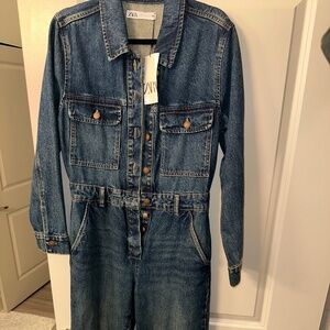 Long Sleeve Denim Jumpsuit